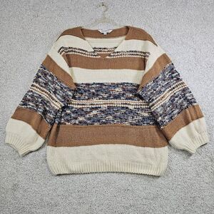 Davi & Dani Oversized Women's Color‎ Block Striped V Neck Sweater Size S